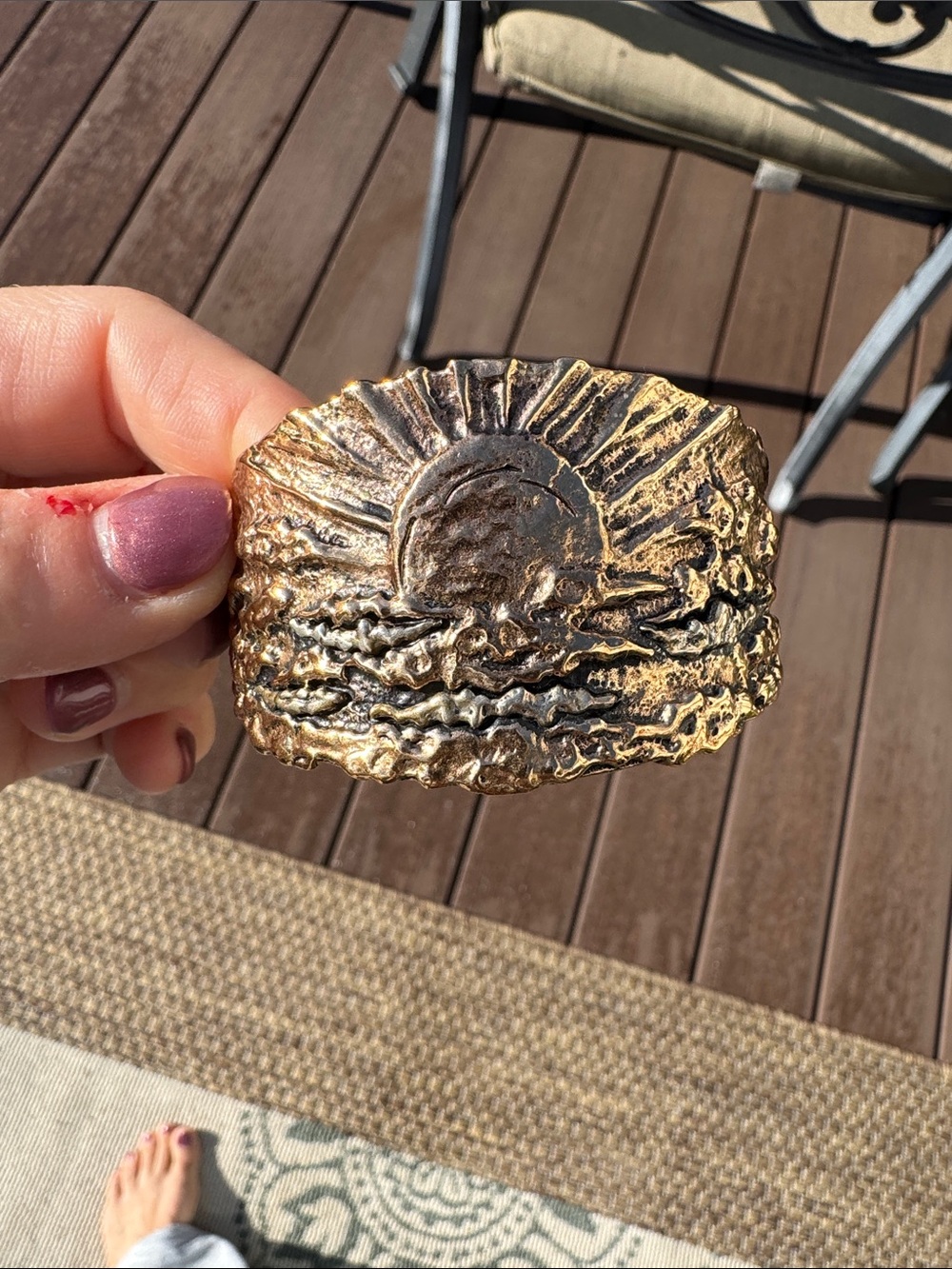 Sunrise Textured Gold Cuff Bracelet